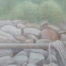 石群與樹叢間的物，油彩，116.5x91cm-大美無言藝術空間